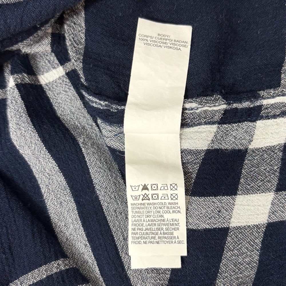 Lucky Brand Navy Blue and White Plaid Button Down Shirt - Picture 7 of 7